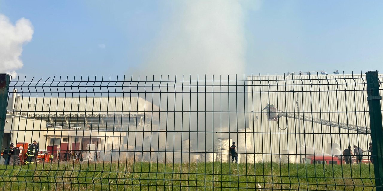 Manisa'da Kağıt Fabrikasının Bahçesinde Yangın