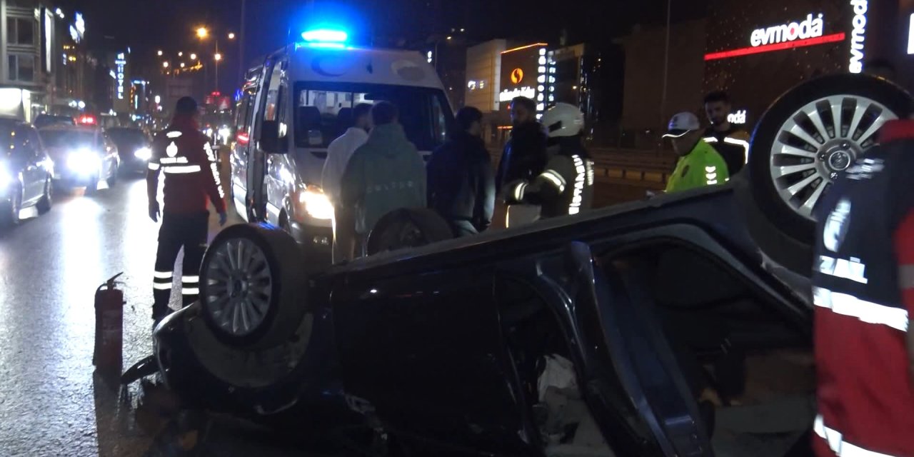 Avcılar'da Takla Atan Otomobil Önündeki Araca Çarptı: 1 Yaralı
