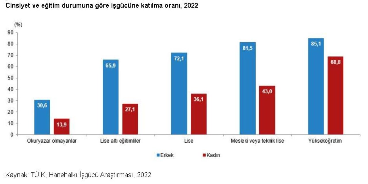 Kadınların İş Gücüne Katılma Oranı Yüzde 35,1