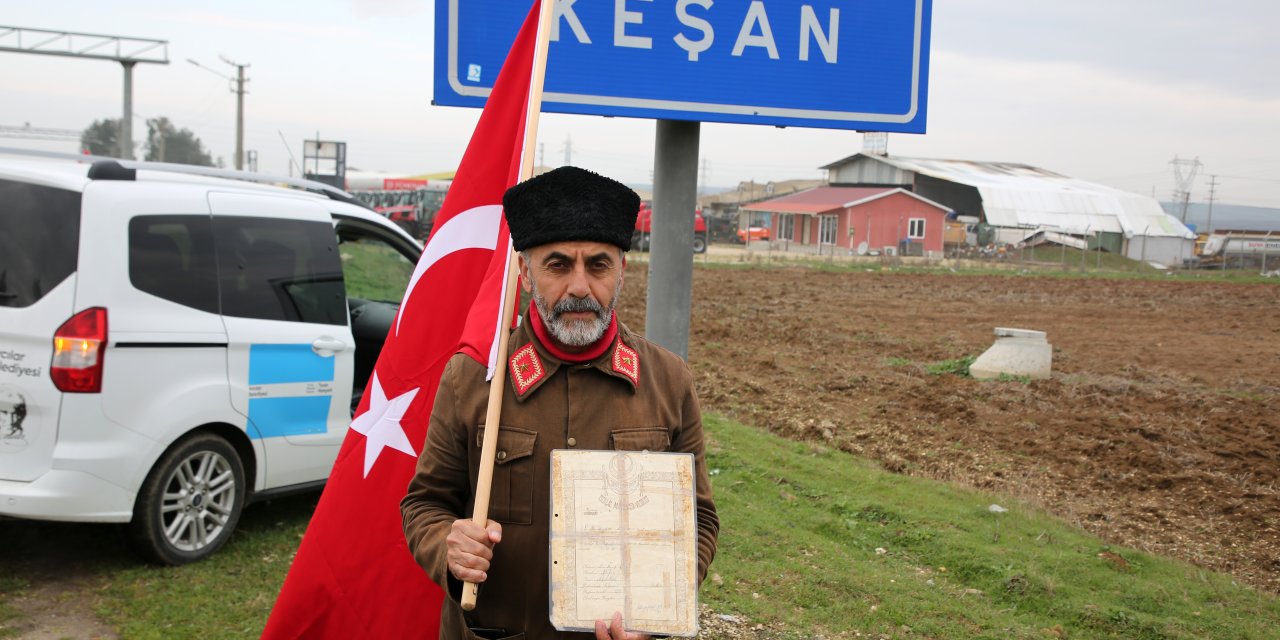 Çanakkale'ye Yürüyen Gazi Torunu, Keşan'a Ulaştı