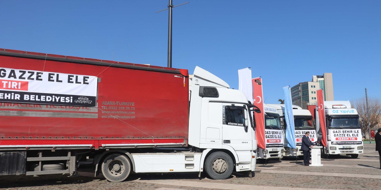 Gaziantep'ten Gazze'ye 5 Tır Yardım Malzemesi