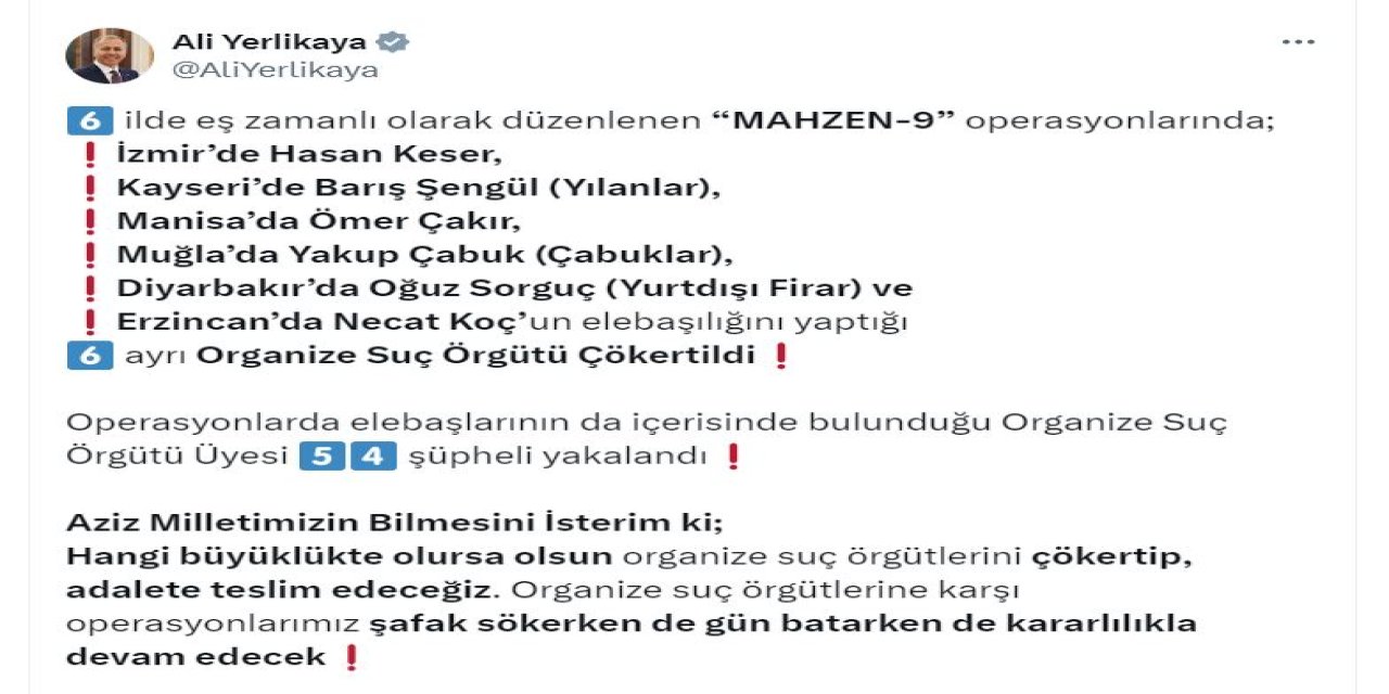 6 İlde Eş Zamanlı 'Mahzen-9' Operasyonu: 54 Gözaltı