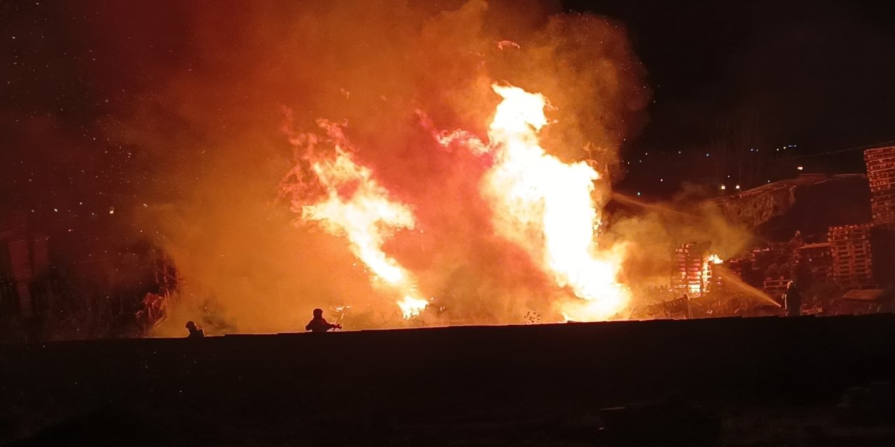 Bursa'da Palet Fabrikasında Yangın