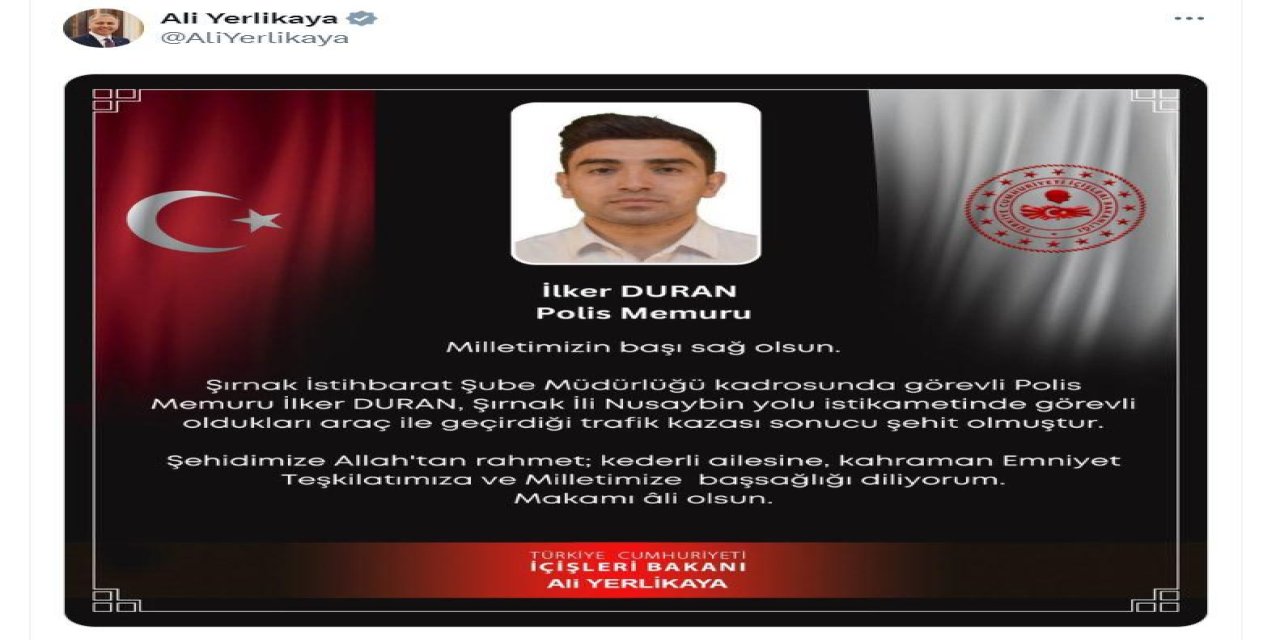 Şırnak'taki Kazada Yaralanan Polis Memuru İlker Duran Şehit Oldu