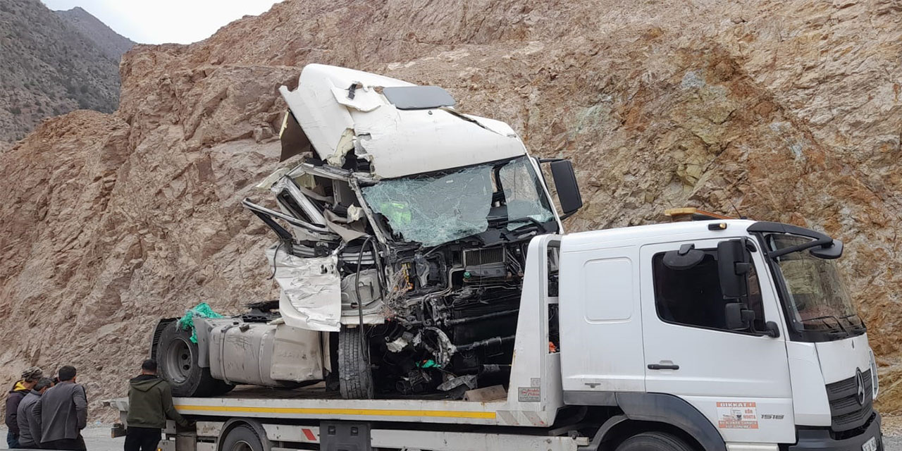 Artvin’de yamaca çarpan TIR'da sürücü yaralandı