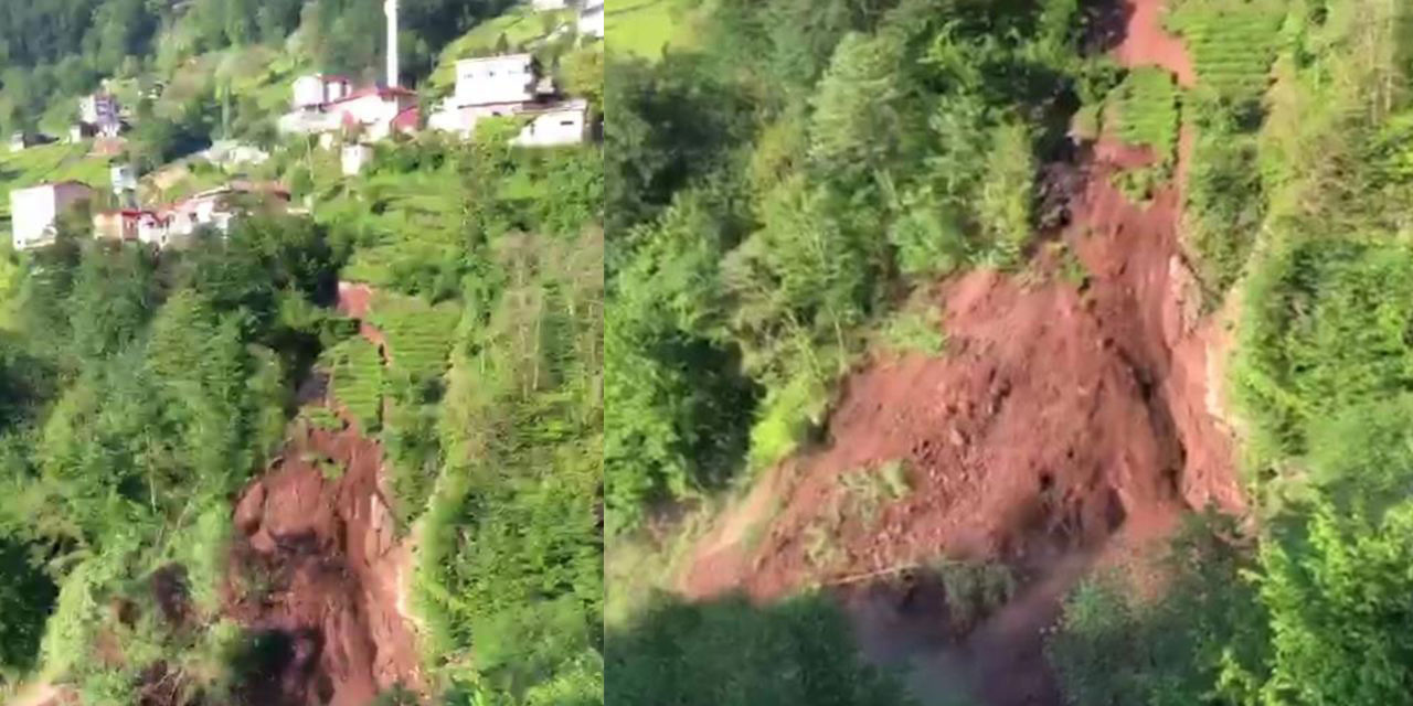 Trabzon'da heyelan anı cep telefonu kamerasına böyle yansıdı