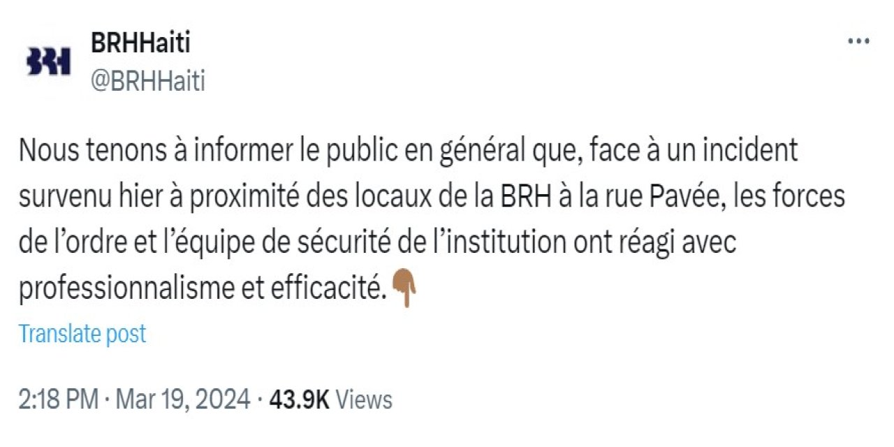 Haiti'de Çeteler Merkez Bankası'na Saldırdı