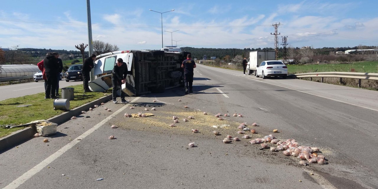 Lastiği Patlayan Minibüs Devrildi, Sürücü Yaralandı
