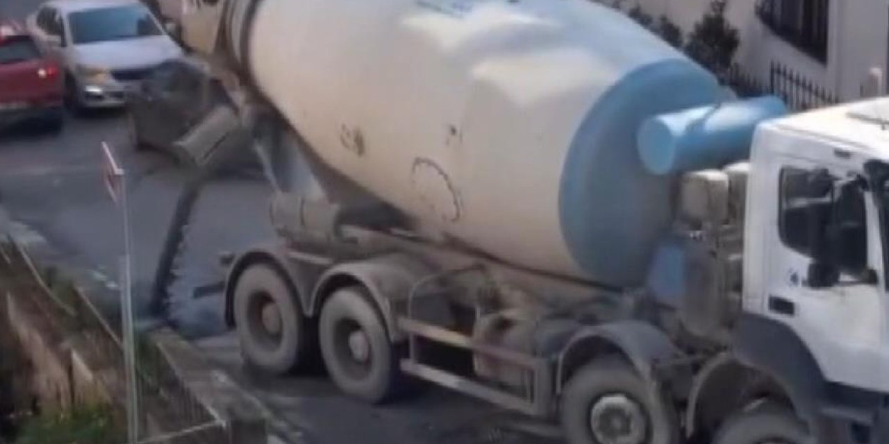 İstanbul- Maltepe'de Beton Mikseri Yola Beton Döktü
