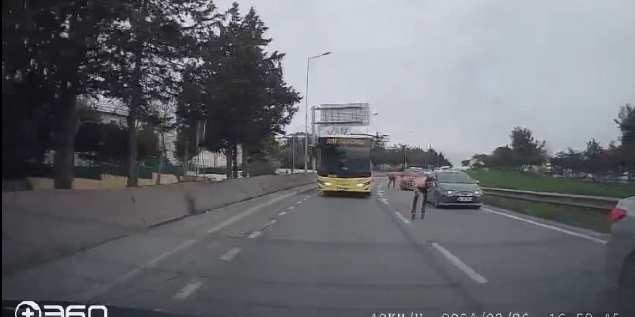 İstanbul- D-100 'de Patenli Gençler Tehlikeye Aldırmadı, Araçları Bile Geride Bıraktı