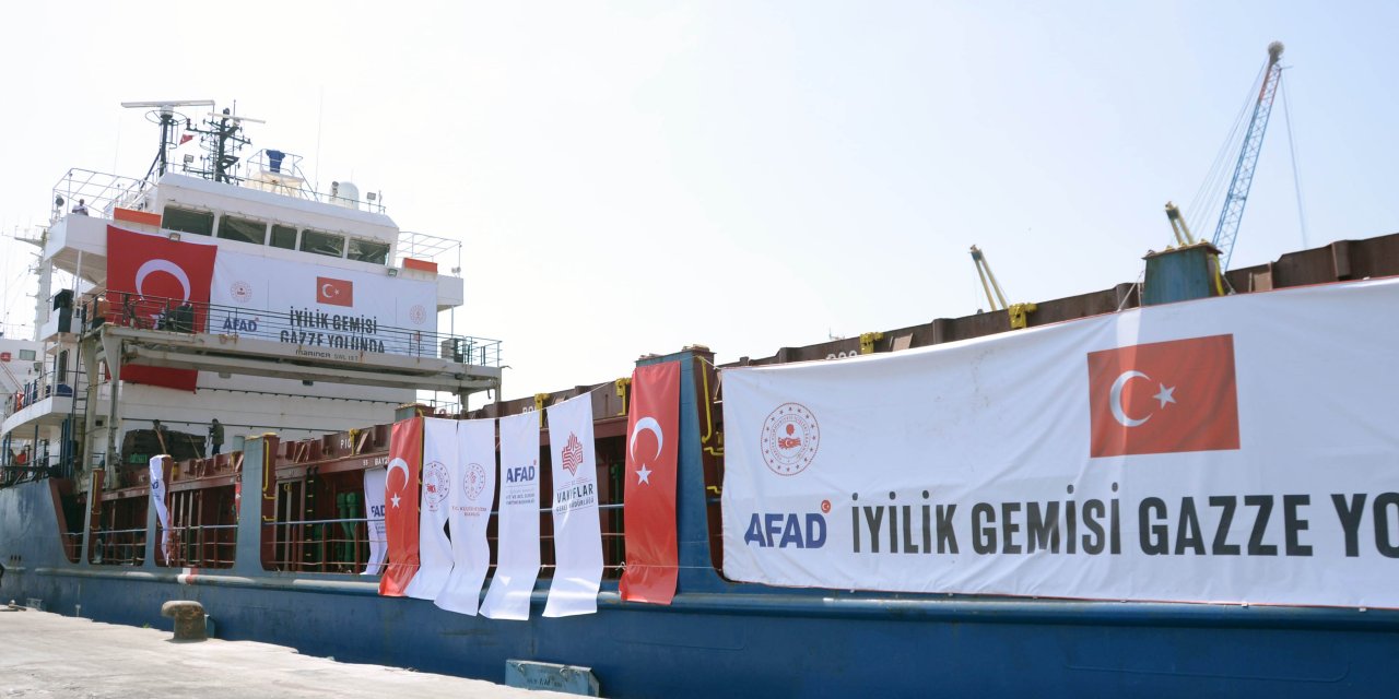 Gazze'ye İnsani Yardım Malzemesi Taşıyan 8'inci Gemi Mersin'den Uğurlandı
