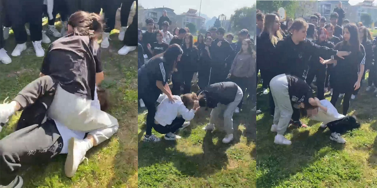 Boks Ringi Değil Liseli Kızların Sokak Dövüşü: Arkadaşları Ayırmak Yerine İzledi