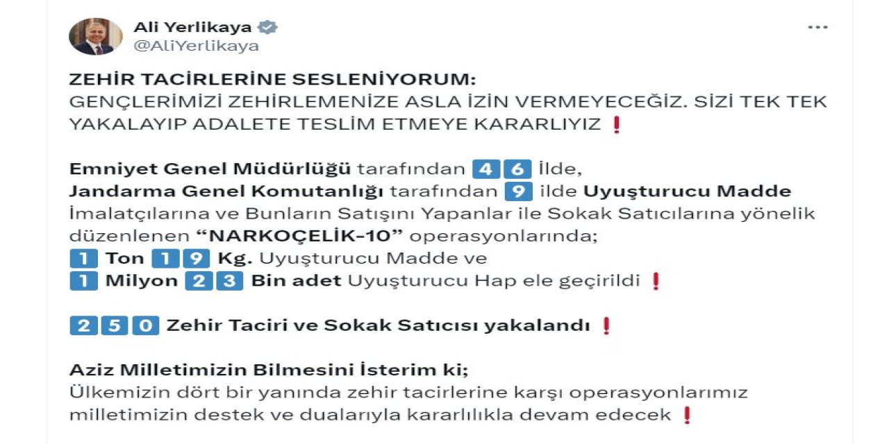 49 İlde 'Narkoçelik-10' Operasyonu: 250 Gözaltı