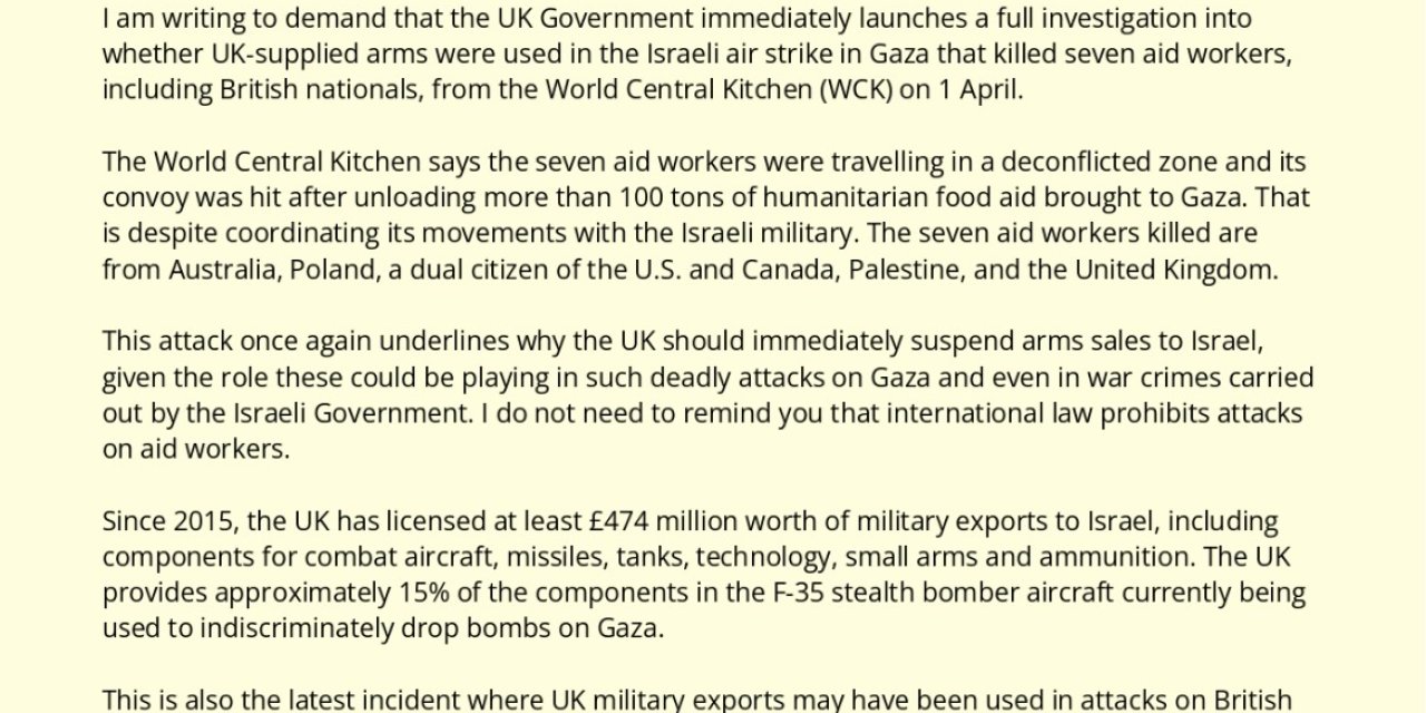 İngiliz Milletvekilinden İsrail'e Silah Satışını Askıya Alma Çağrısı