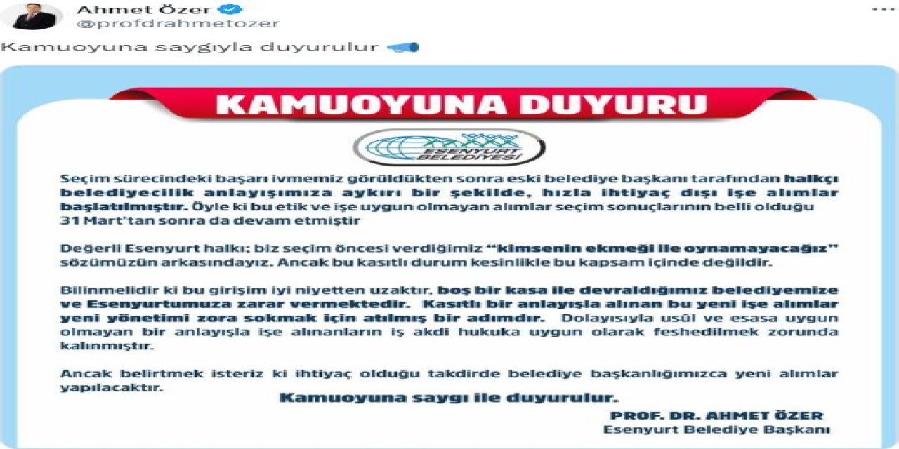 İstanbul- Esenyurt'un Yeni Belediye Başkanından Eski Yönetime Eleştiri