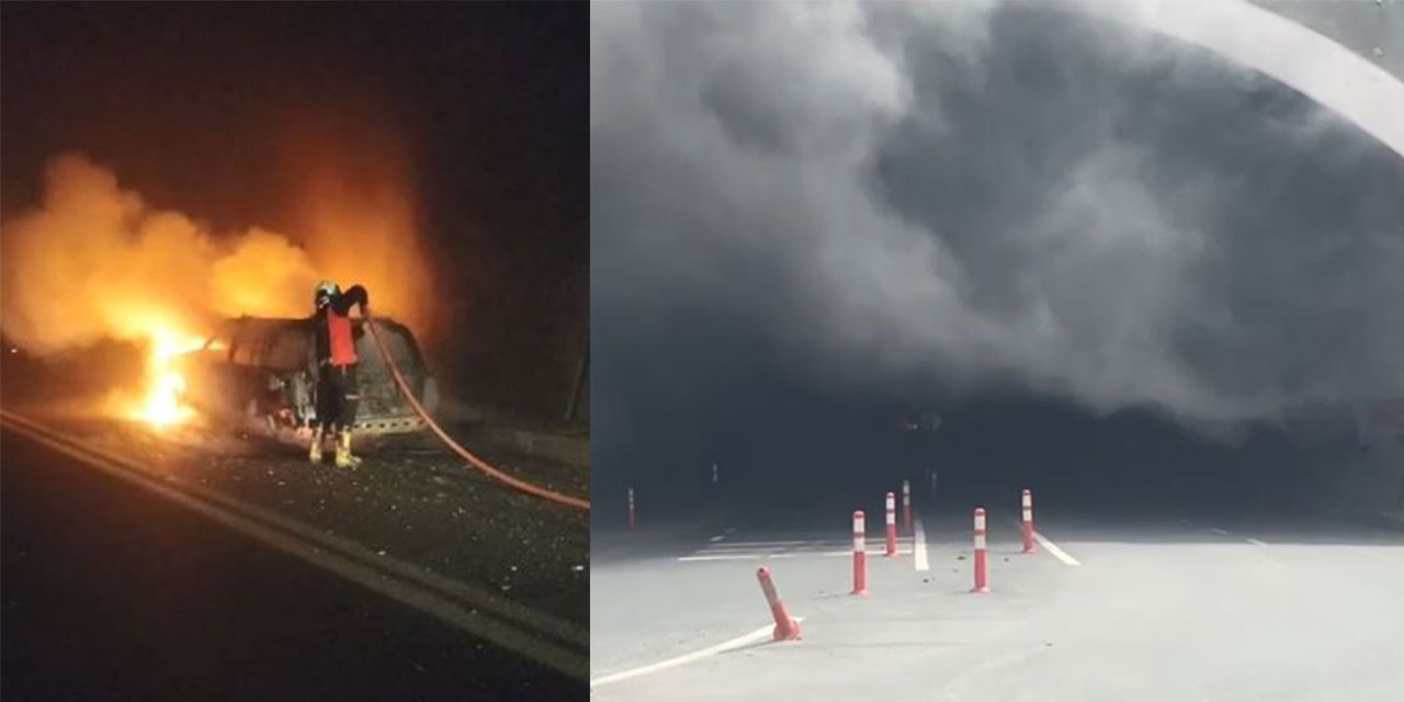 Artvin’de Tünel İçinde Araç Yandı