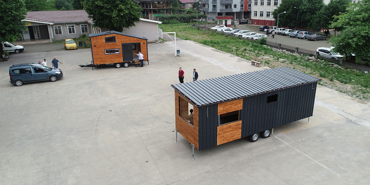 Rize'de meslek lisesi öğrencilerinden taşınabilir ev üretimi