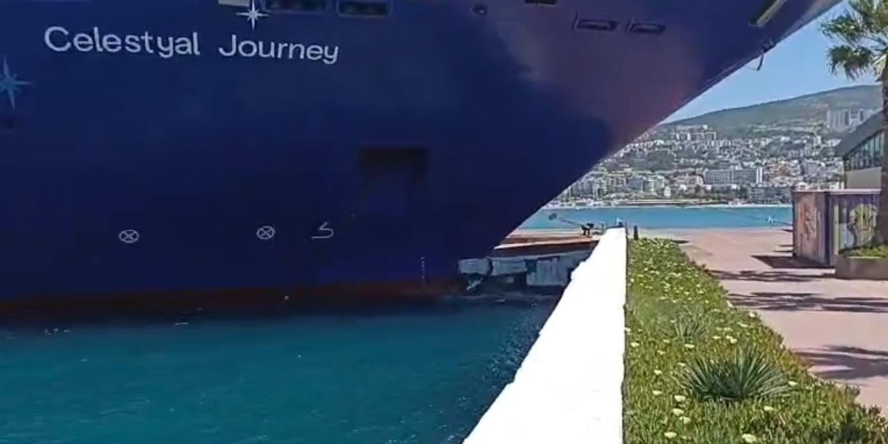 Kuşadası'nda Kruvaziyer İskeleye Çarptı