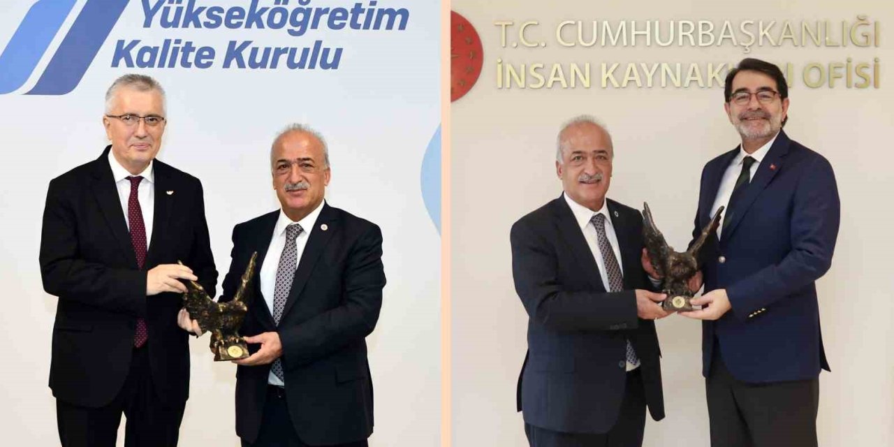 Rektör Çomaklı, Yökak Başkanı Kocabıçak İle İnsan Kaynakları Ofisi Başkanı Atay’ı Ziyaret Etti