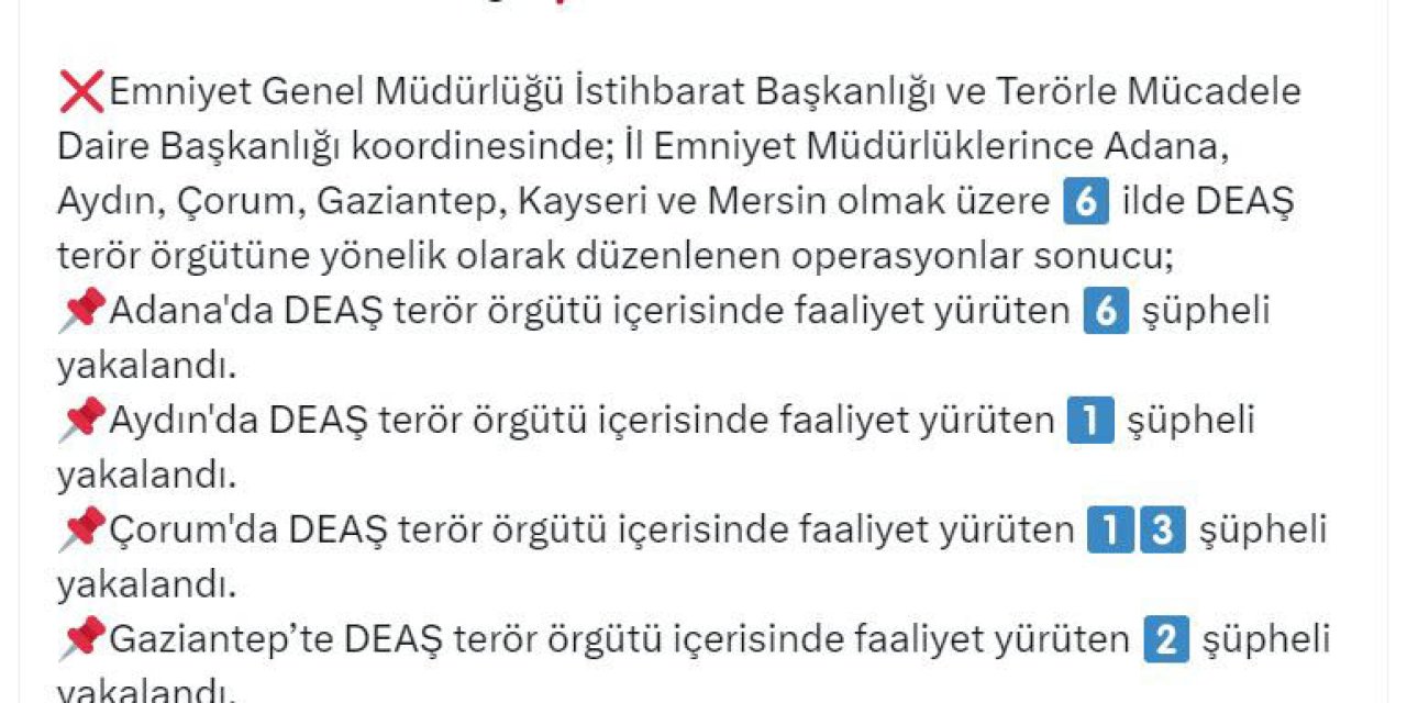 'Bozdoğan-31' Operasyonlarında 38 Deaş Şüphelisi Yakalandı