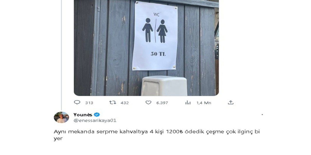 Ünlü tatil merkezi Çeşme'deki 50 TL'lik tuvalet ücreti gündem oldu