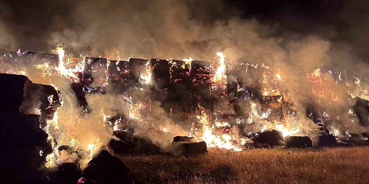 Yüzlerce Ton Saman Küle Döndü
