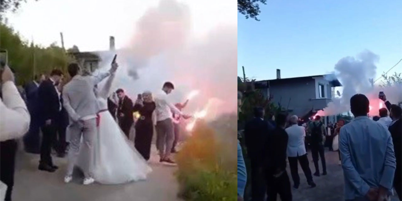 Bu görüntüler pes dedirtti, gelin eline silahı aldı havaya ateş etti
