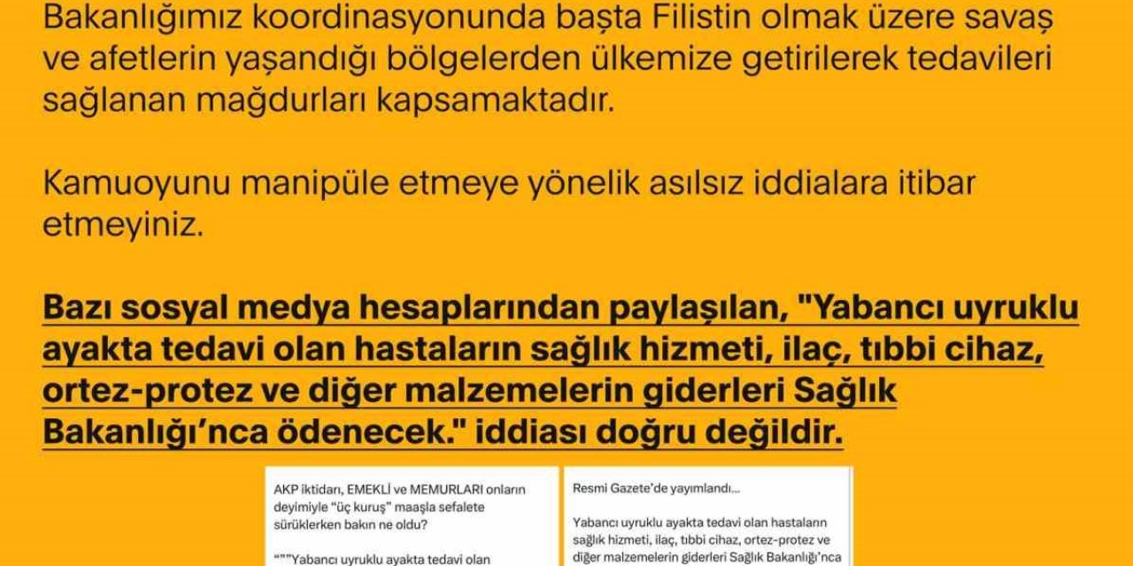 Dmm, "Yabancı Uyruklu Hastaların Sağlık Giderleri Bakanlık Tarafından Ödenecek" İddiasını Yalanladı