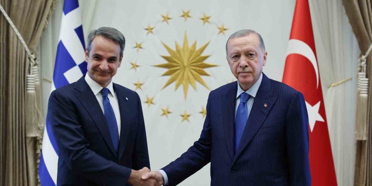 Cumhurbaşkanı Erdoğan’ın Yunanistan Başbakanı Miçotakis İle Cumhurbaşkanlığı Külliyesi’ndeki Görüşmesi Başladı.