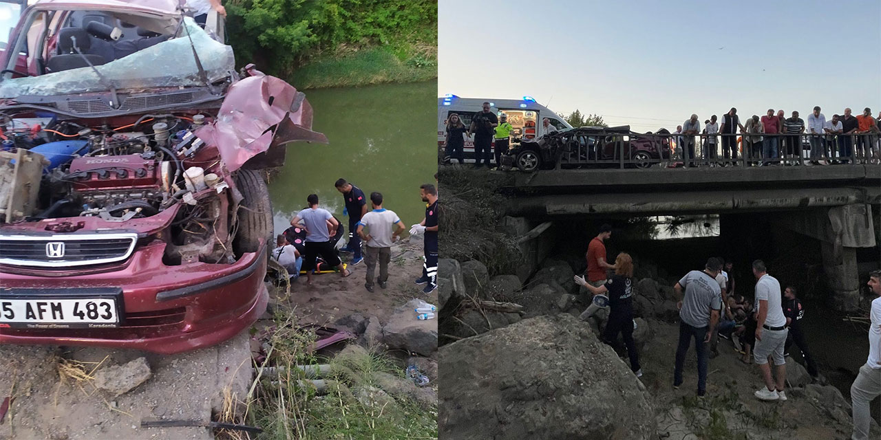 Samsun'da korkuluklara çarpan otomobilin sürücüsü köprüden düştü: 3 yaralı