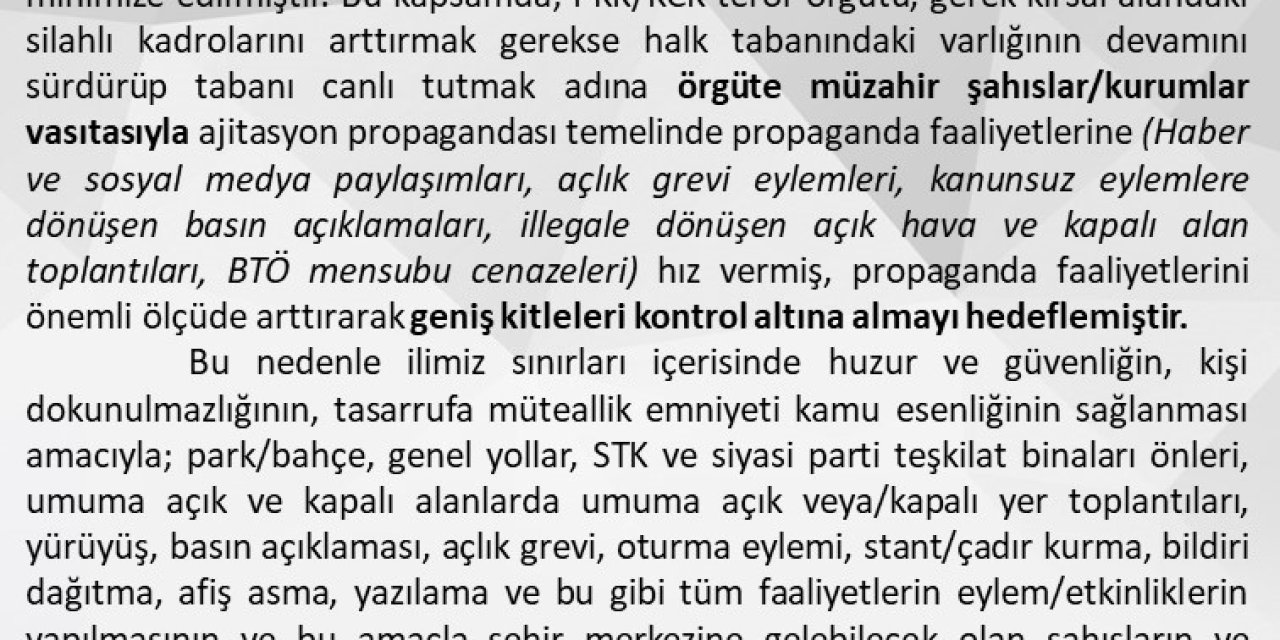 Adana’da Yürüyüş Ve Gösterilere Geçici Yasak