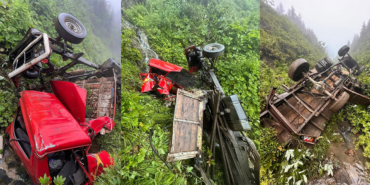 Rize'de kamyonet uçuruma yuvarlandı  1 ölü, 1 yaralı