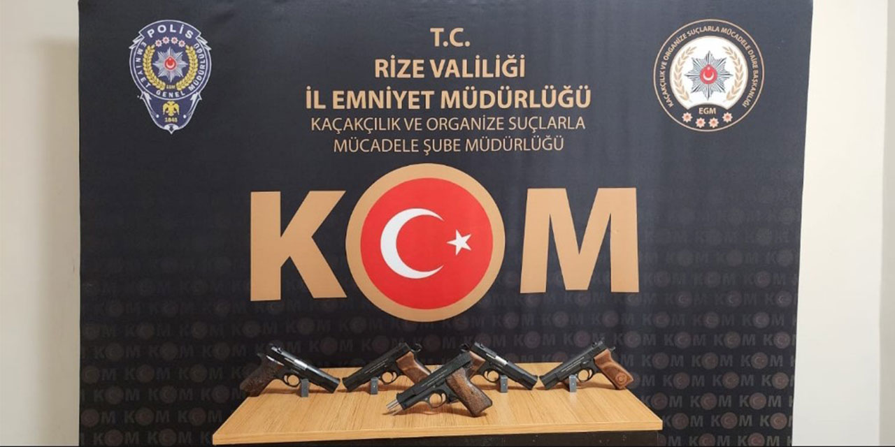 Rize’de 5 adet ruhsatsız tabanca ele geçirildi, 1 kişi tutuklandı