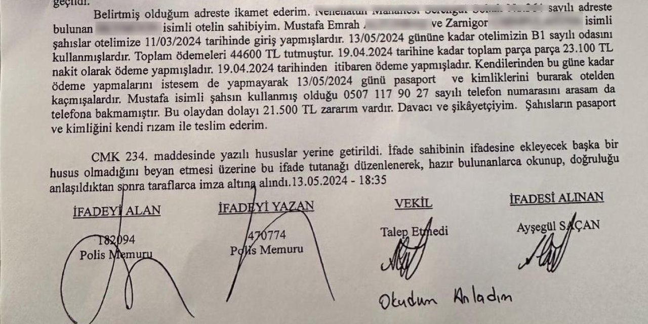 Arnavutköy’de Otelde İlginç Olay: Günlerce Konakladı Parasını Ödemeden Kaçtı