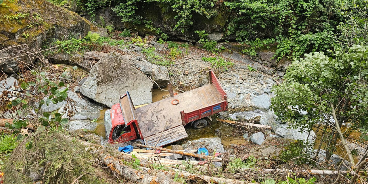 Rize'de dereye yuvarlanan kamyonetteki 3 kişi yaralandı