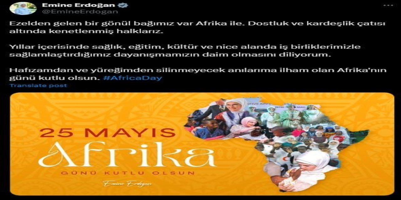 Emine Erdoğan’dan "Afrika Günü" Paylaşımı