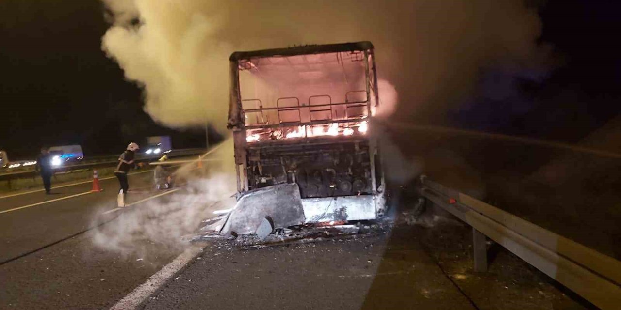 Ankara’da Yolcu Otobüsü Alev Alev Yandı