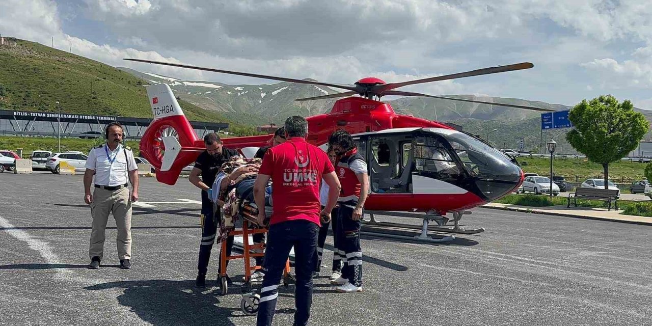 Arıların Soktuğu Hasta Ambulans Helikopterle Tatvan’a Sevk Edildi