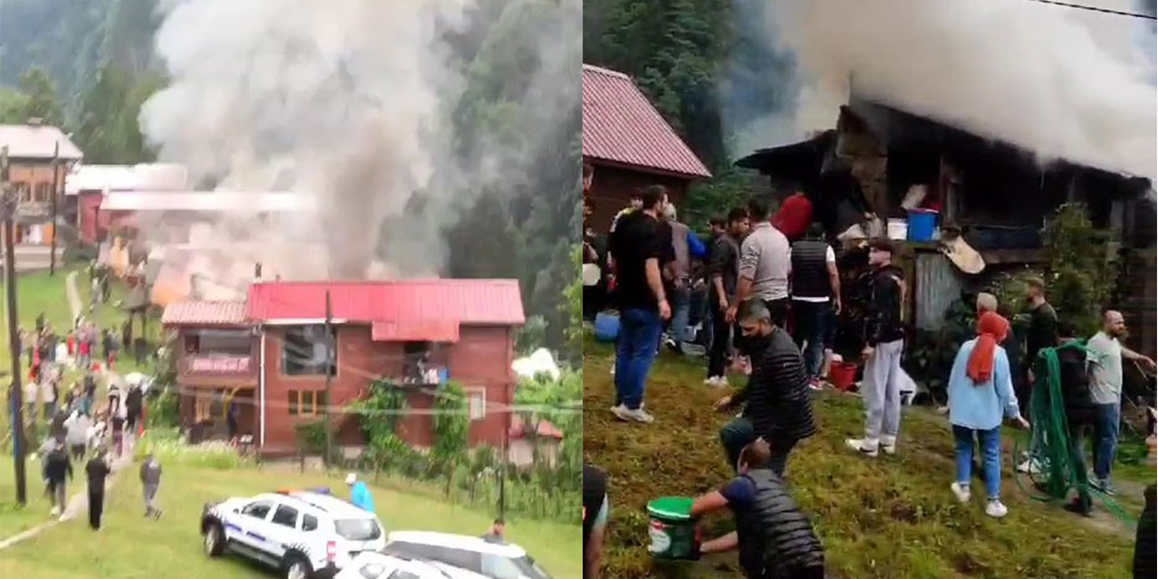 Ayder Yaylasında bir binada yangın çıktı
