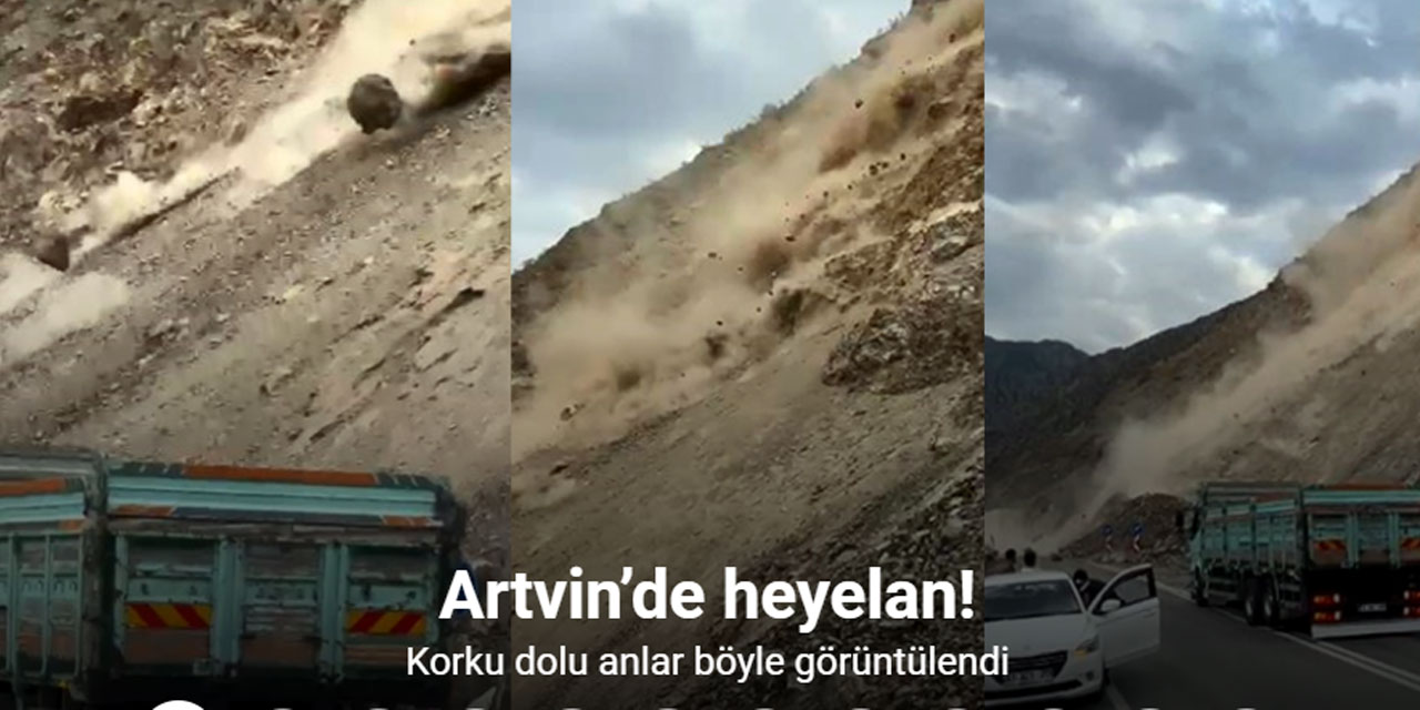 Artvin’de heyelan anı kamerada