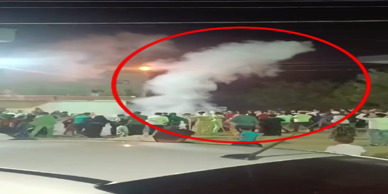 Düğünde damdan atılan ve 5 kişinin yaralandığı havai fişeğin patlaması kamerada