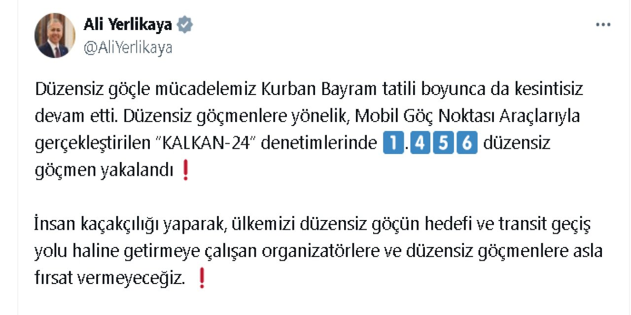 Kurban Bayramı'nda 1456 Düzensiz Göçmen Yakalandı