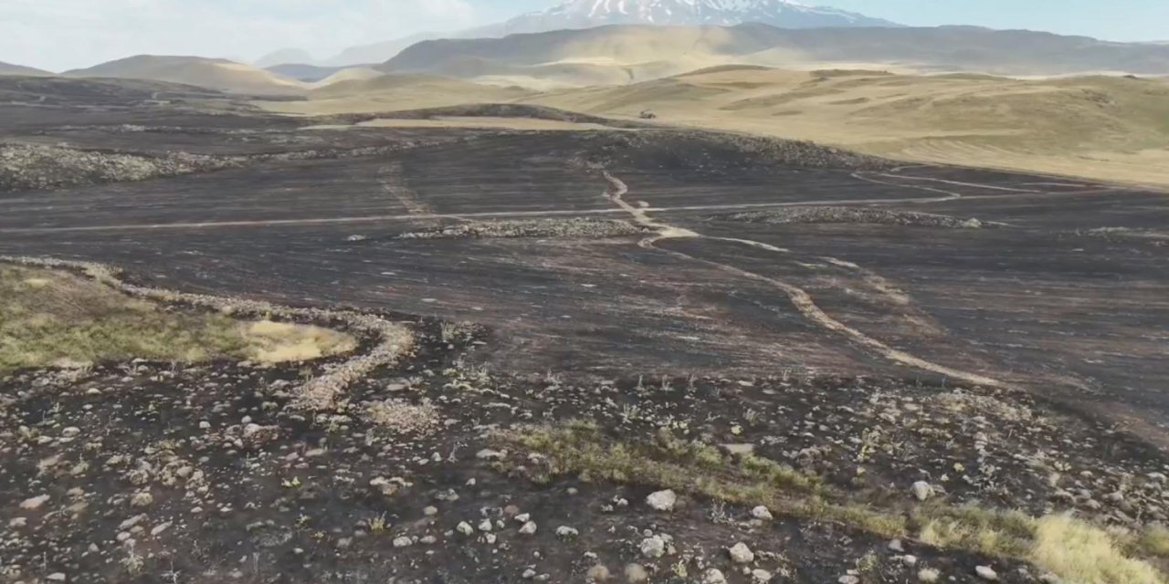 Patnos'taki Arazi Yangını 8 Saatte Söndürüldü