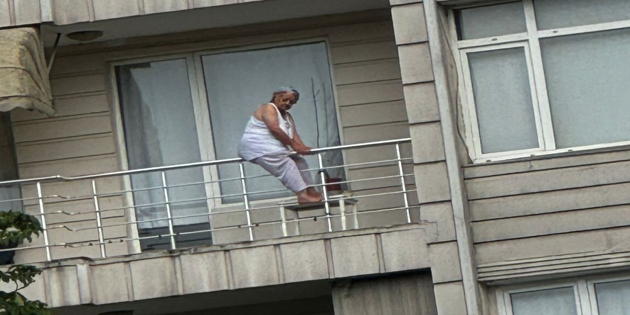 4'üncü kattaki evinin balkonundan atlamaya kalkışan kadını ekipler ikna etti