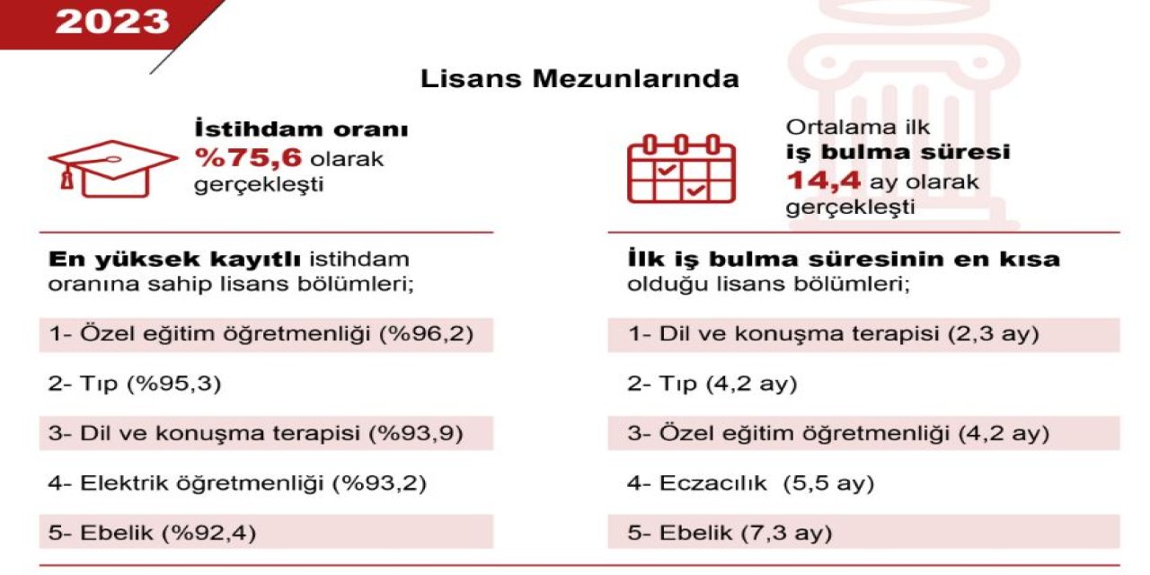 Lisans Mezunlarının Yüzde 75,6'sı İstihdamda