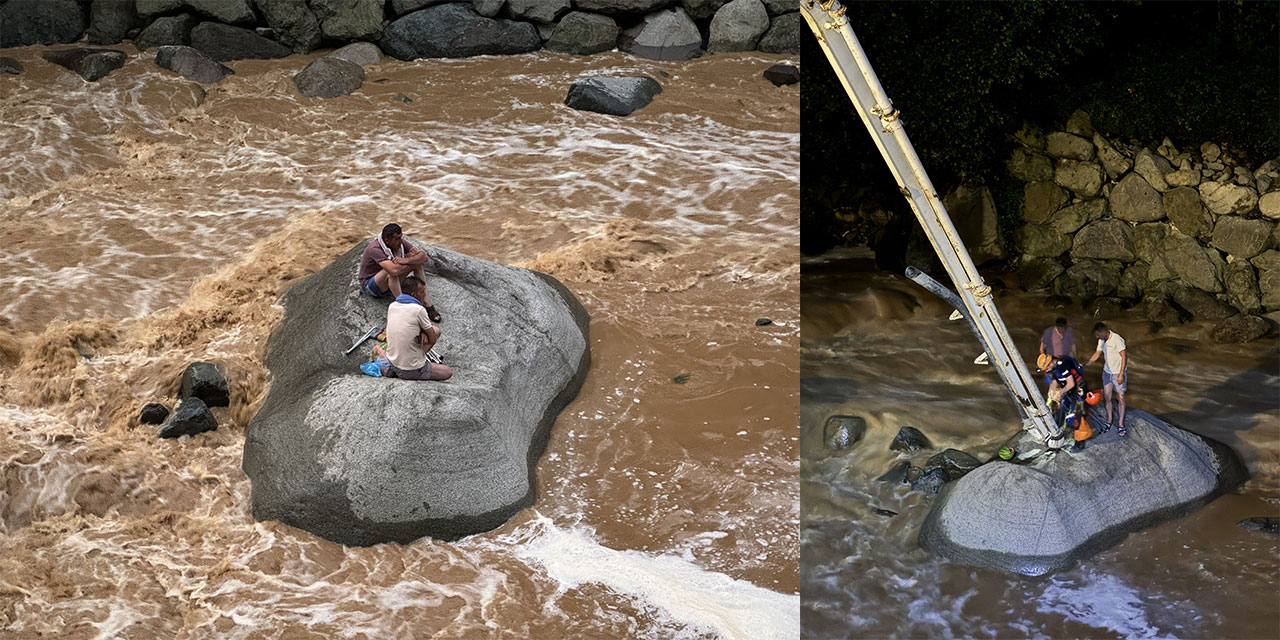 Rize'de debisi yükselen derede mahsur kalan 2 kişi AFAD tarafından kurtarıldı