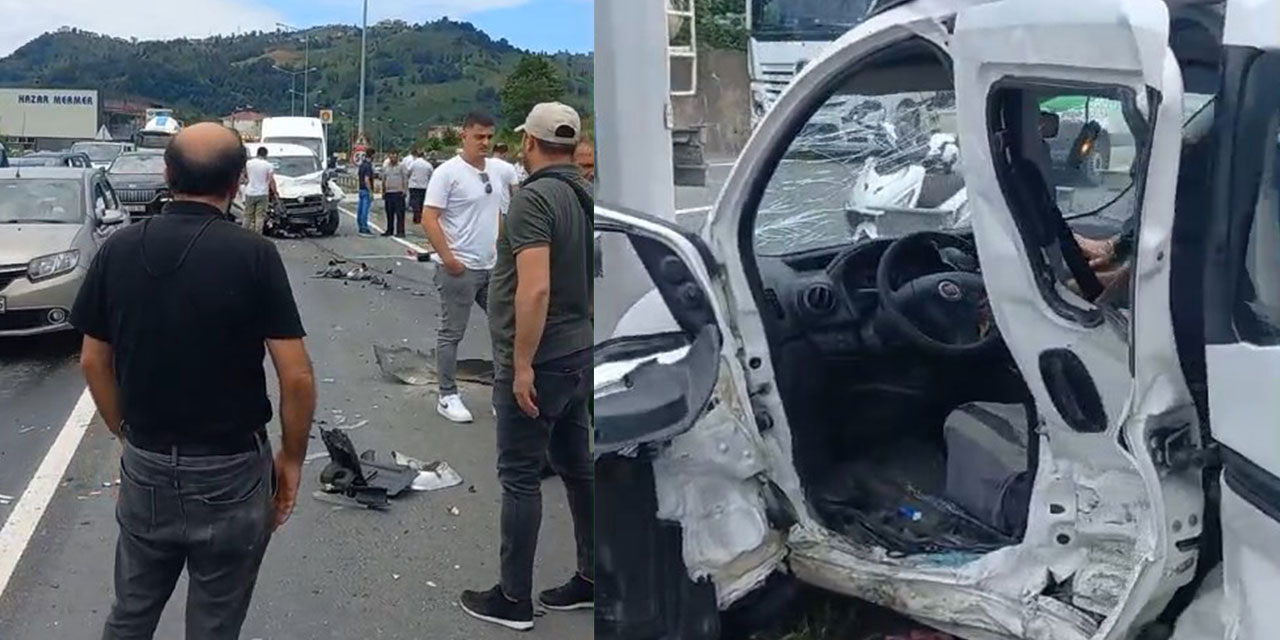 Rize'de hafif ticari araçlar çarpıştı; Sürücünün duran kalbi yeniden çalıştırıldı