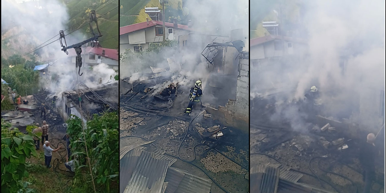 Rize'de Ev Yangını Korkuttu