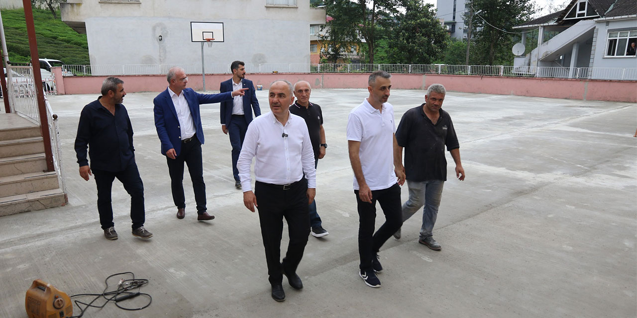 Rize'de okul bahçeleri betonlanıyor