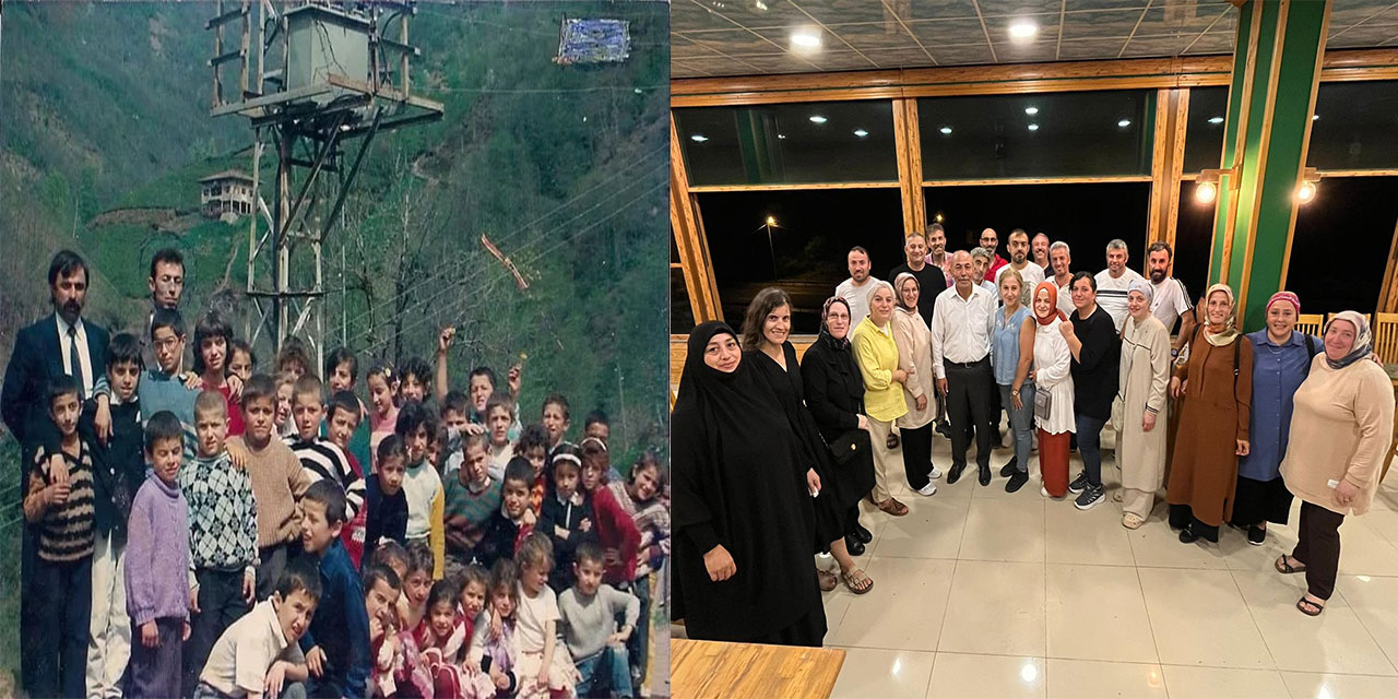 Rize'de sınıfa dönüştürülen kafede, 32 yıl sonra duygusal buluşma; yine yoklamaya geç kaldılar